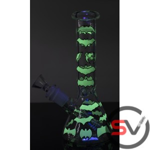 BATMAN SYMBOL GLASS BEAKER With ICE CATCHER 8inch (GLOW IN DARK)